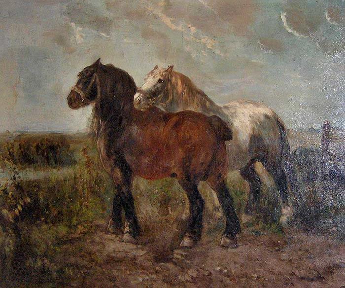 unknow artist Brabant draught horses Norge oil painting art